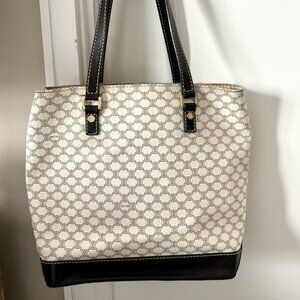 Celine White and Black Geometric Tote Bag